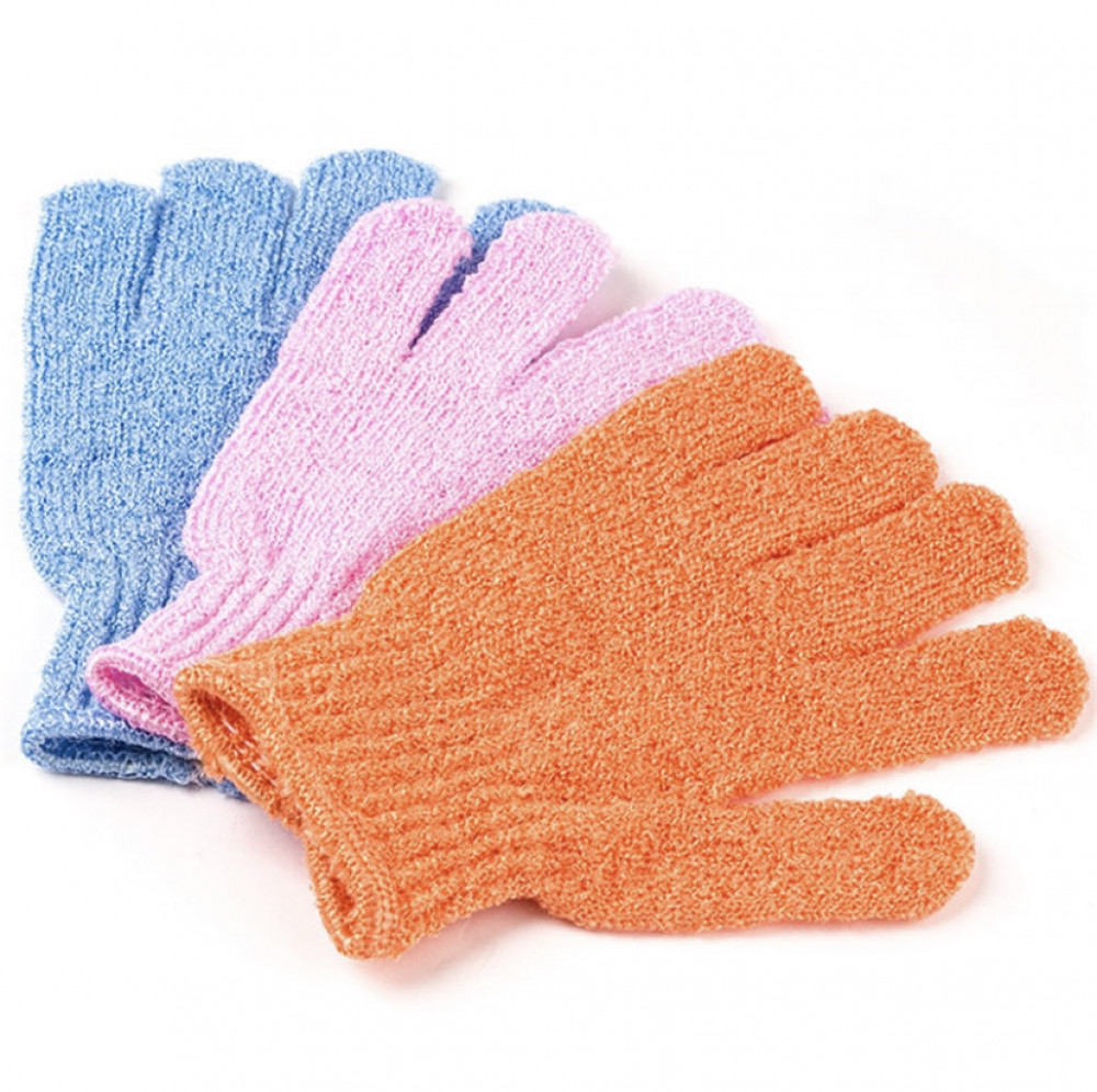 Exfoliating and Bathing Gloves in Various Colors