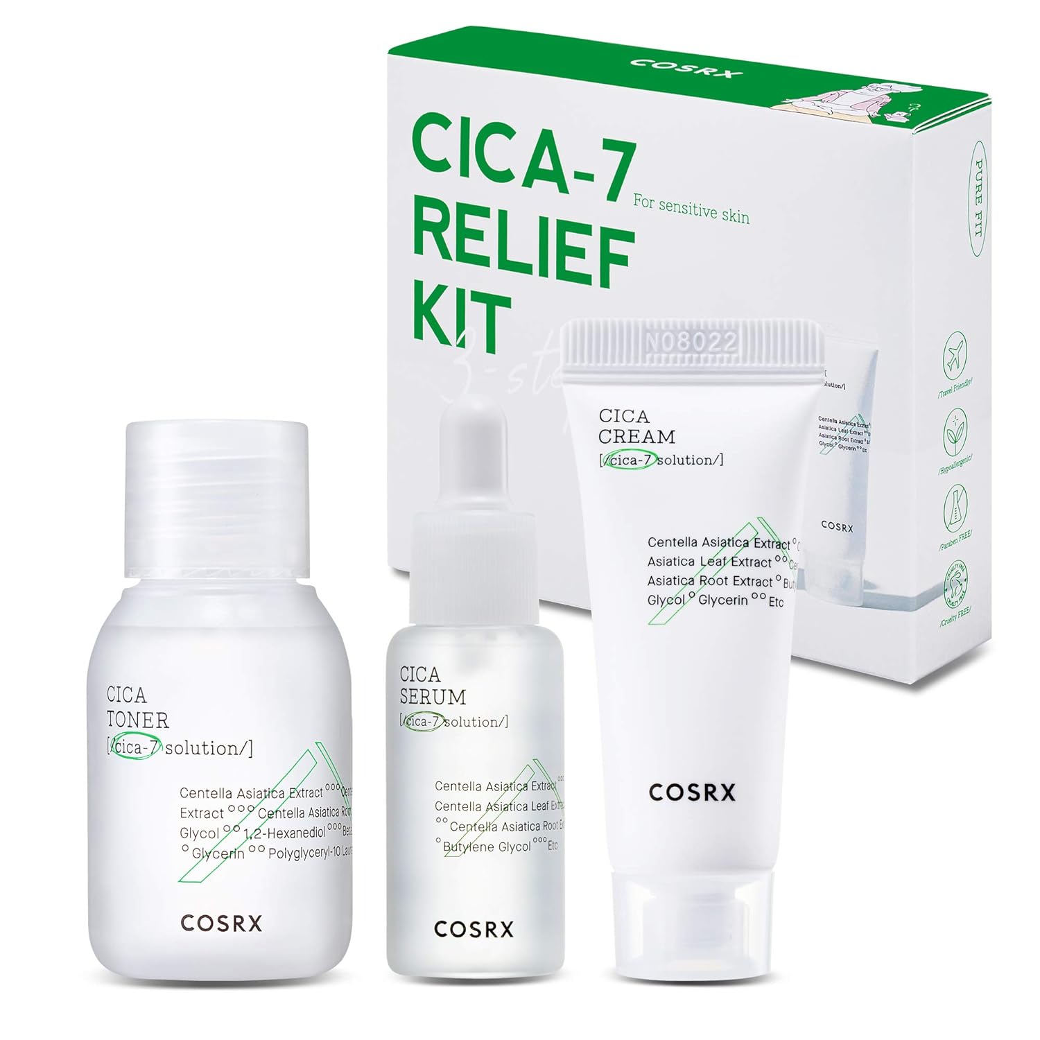 Cica 7 Pure Fit Skin Care Set for Hydration and Anti-Aging by Cosrx 100ml