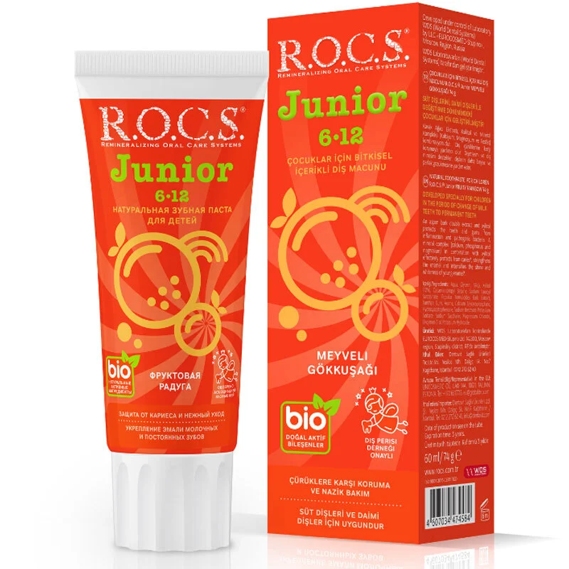 Rocs Junior Toothpaste For Children 6-12 years Old (fruity Rainbow) 60 ml