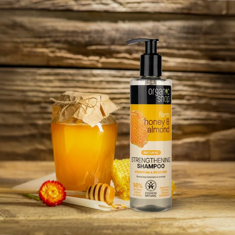 Шампунь с медом и миндалем для здоровых и крепких волос 280 мл от Organic Shop