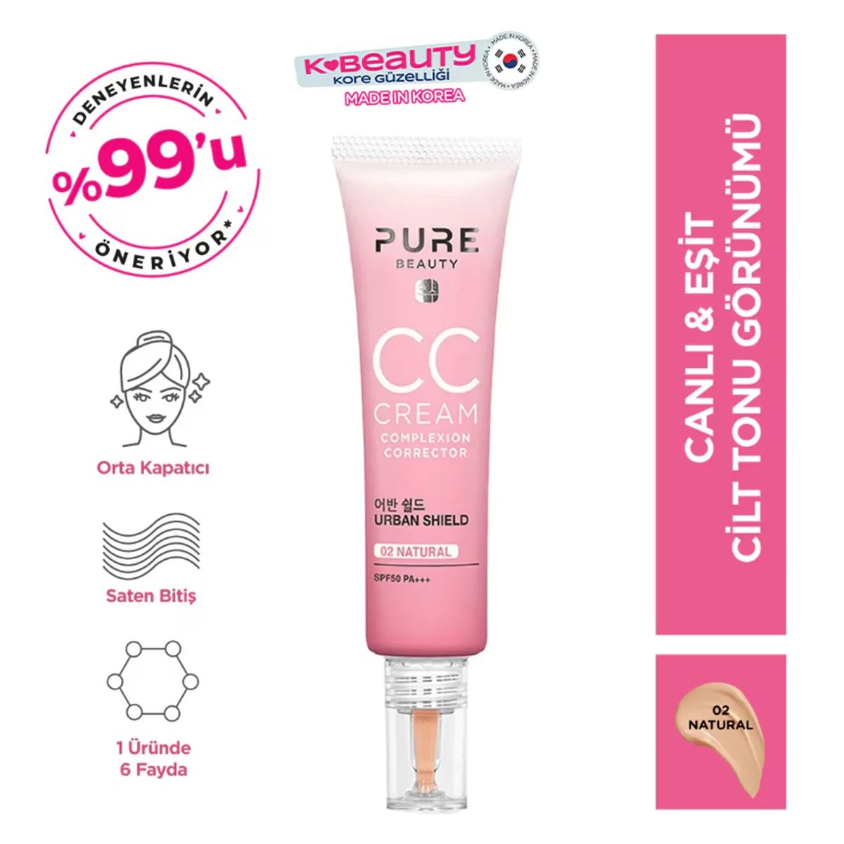Pure Beauty CC Cream SPF 50 PA+++ 30ml - Aufhellende Hydratation