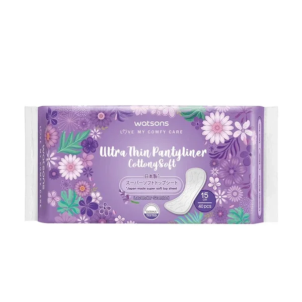 Watsons Cottony Soft Daily Pads Ultra Thin Lavender Scented 40 pcs