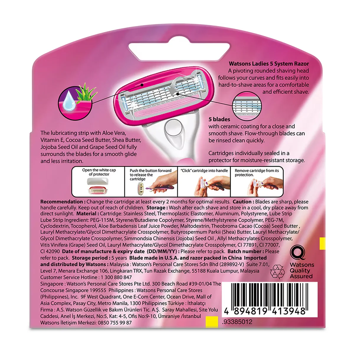 Watsons Women's 5 blade Razor Set Of 4