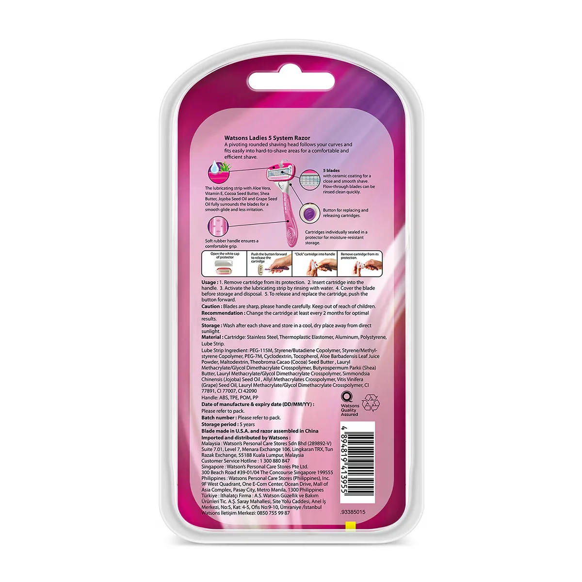 Watsons Women's 5-blade Razor + 2 spare Blades