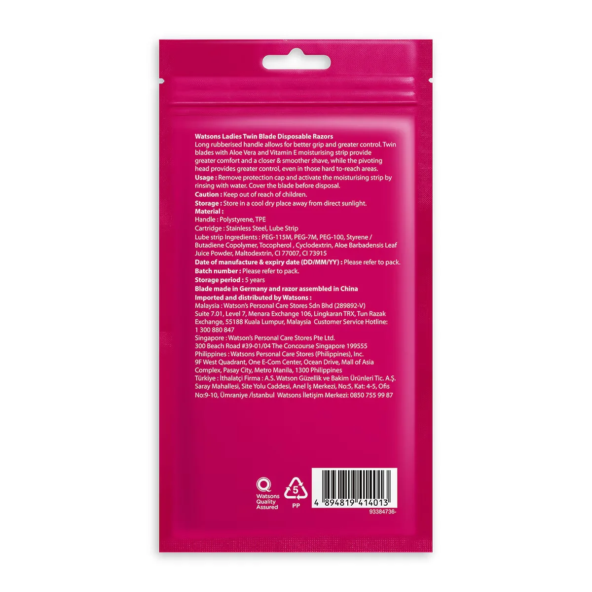 Watsons Women's 2 blade Disposable Razor Set Of 6