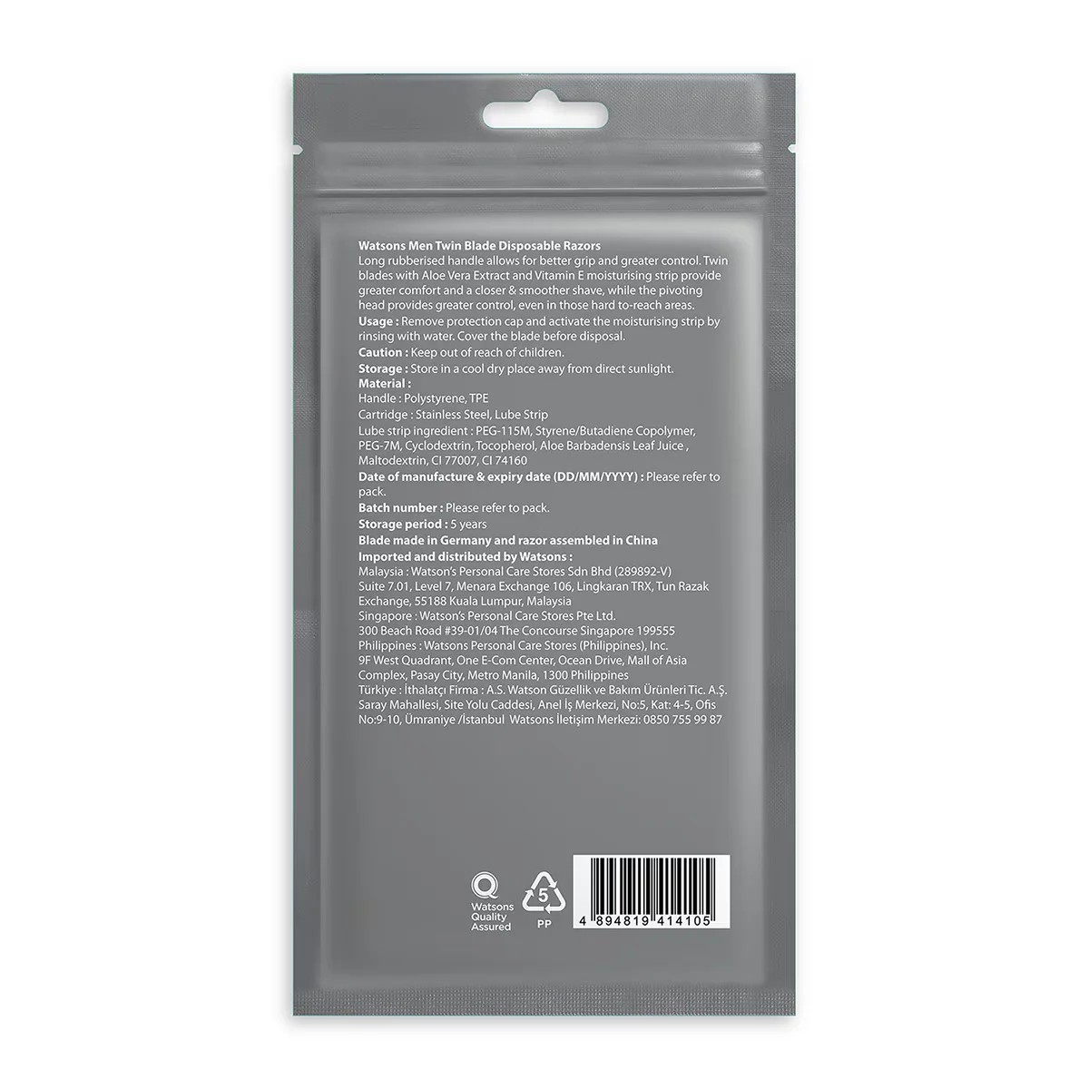 Watsons Men 2 blade Disposable Razor 6 pcs