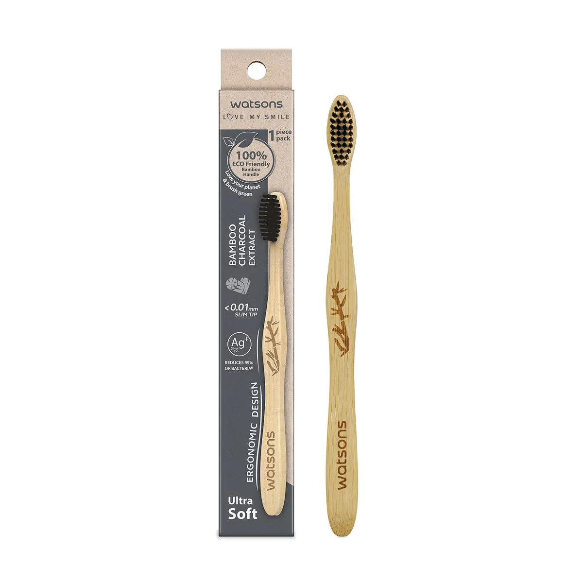 Watsons Charcoal Bamboo Ultra Soft Single Toothbrush