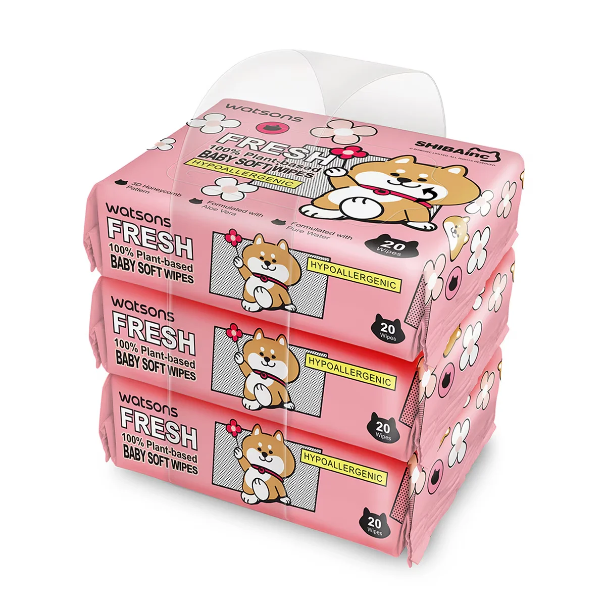 Watsons Shibainc Feuchttücher für Babys - 60 Stück