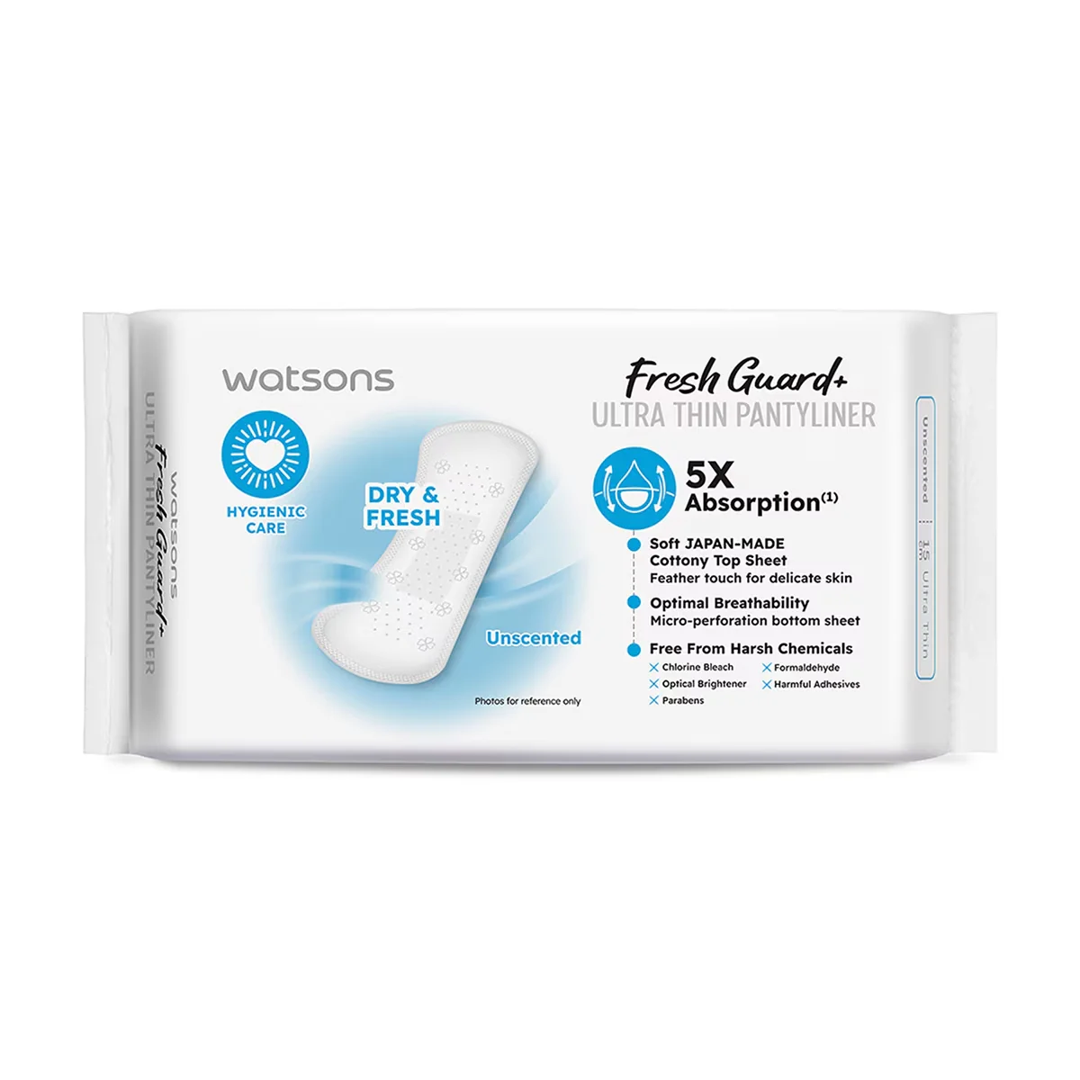 Watsons Fresh+ Ultra Thin Unscented Daily Pads 40 pcs