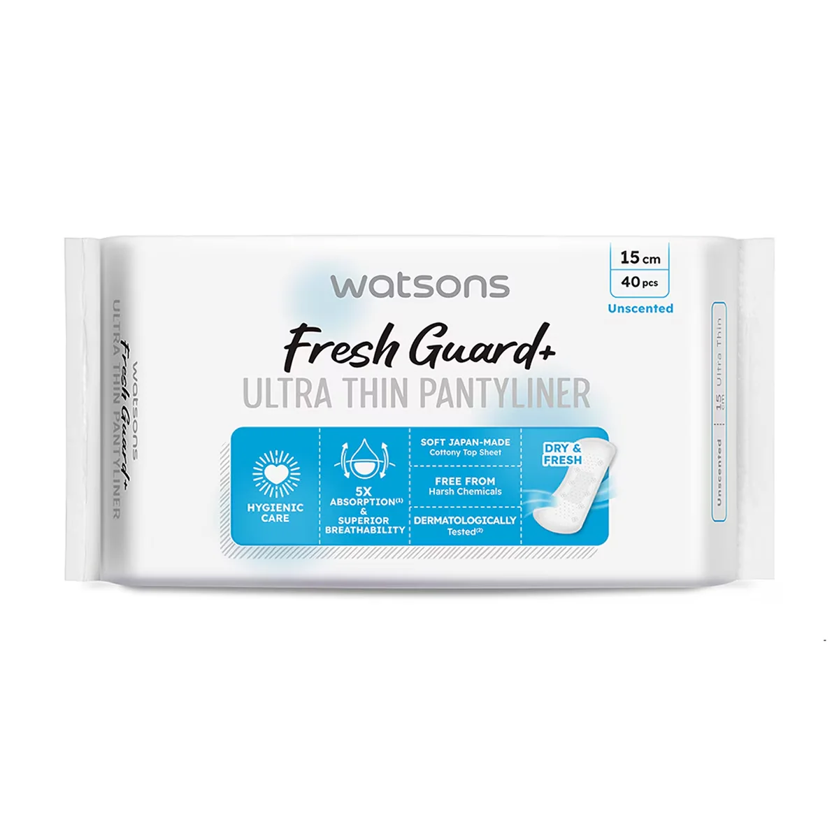 Watsons Fresh+ Ultra Thin Unscented Daily Pads 40 pcs