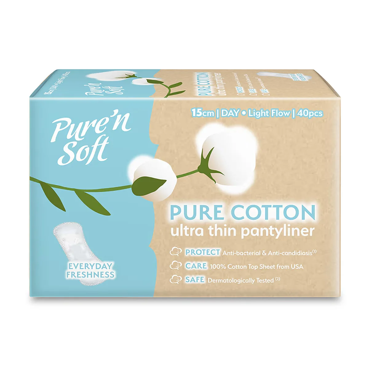Pure'n Soft Cotton Ultra Thin Daily Pads Unscented 40 pcs