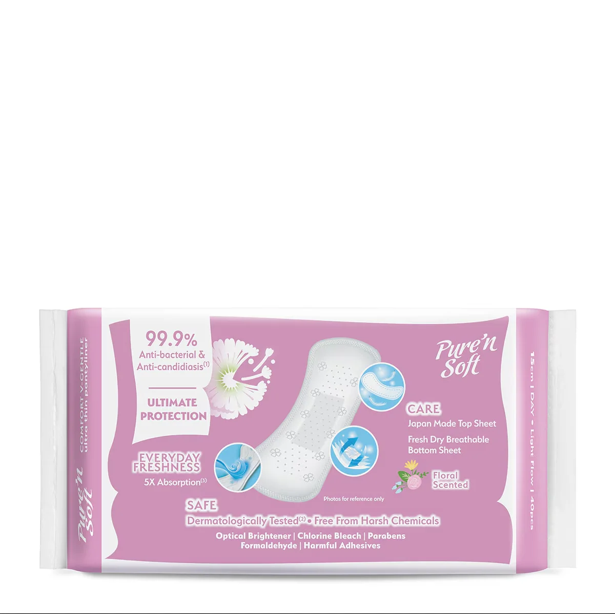 Прокладки ежедневные Ultra Thin Comfort Flower 40 шт от Pure'n Soft