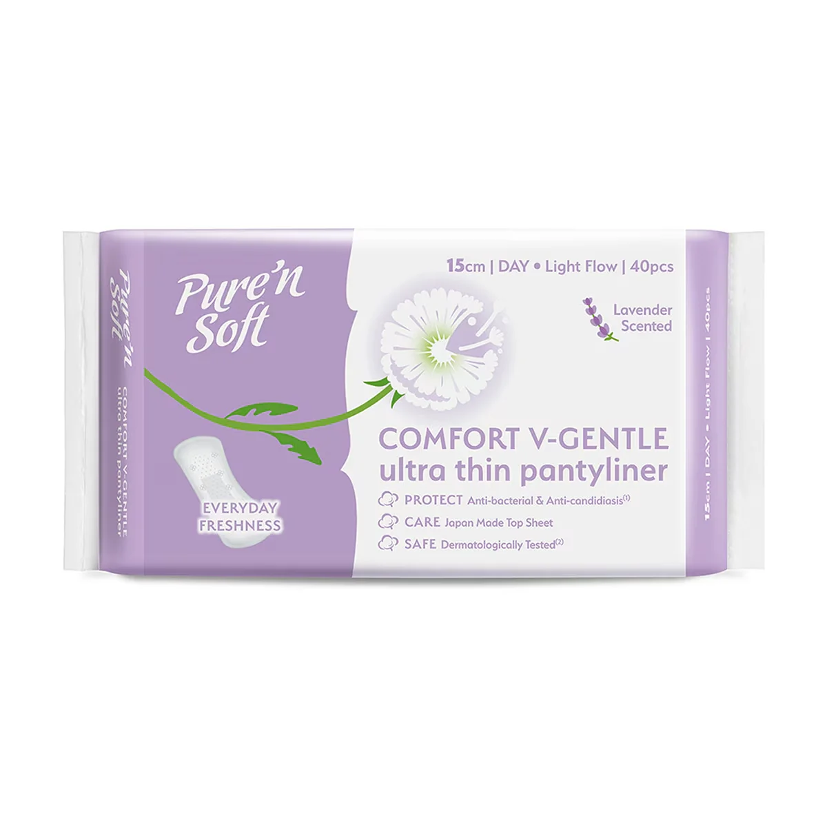 Pure'n Soft Comfort Ultra Thin Daily Pads Lavender 40 pcs