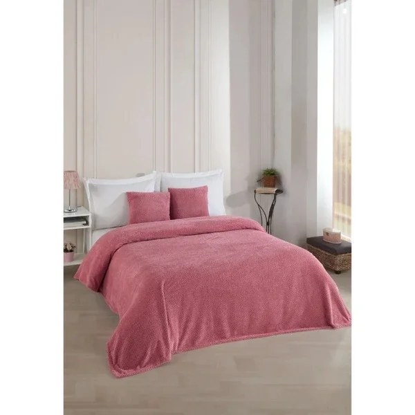Wondel Dusty Rose Double Bed Sofa Cover & Blanket 200x230 cm