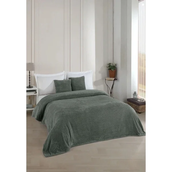 Wondel Anthracite Double Bed Sofa Cover & Blanket 200x230 cm
