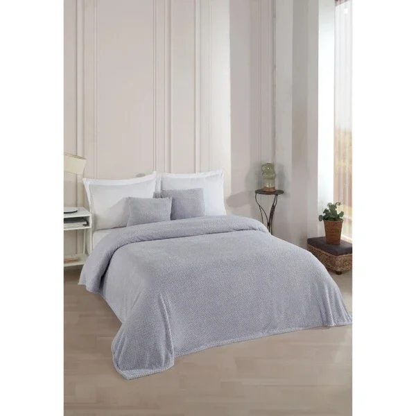 Wondel Gray Double Bed Sofa Cover & Blanket 200x230 cm