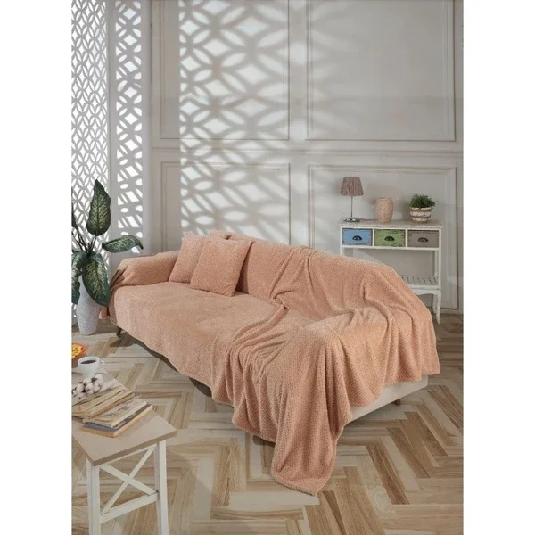 Wondel Beige Polycotton Sofa Cover & Blanket 180x200 cm