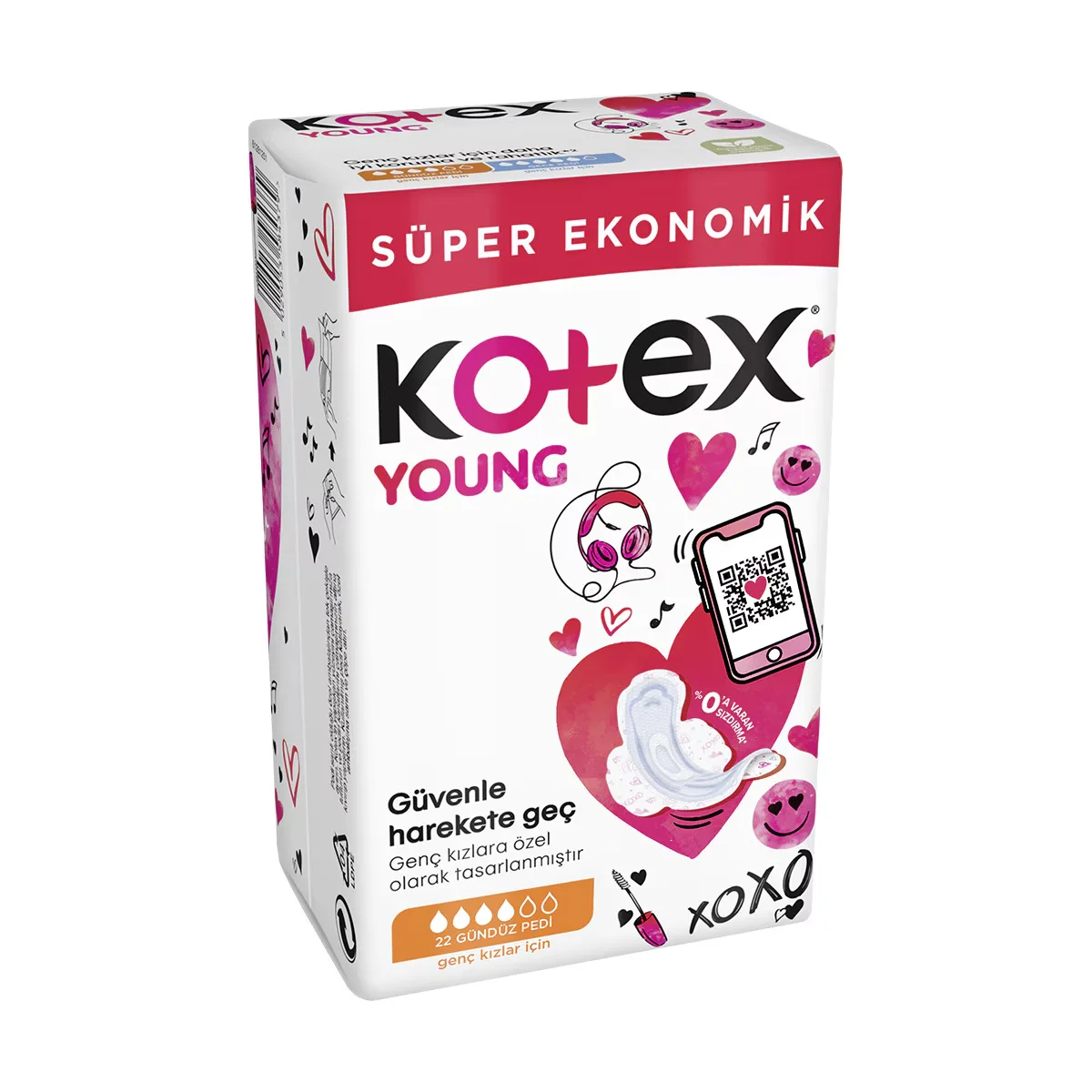 Kotex فوط كوتكس يونغ النهارية، ٢٢ فوطة | امتصاص فائق وراحة فائقة