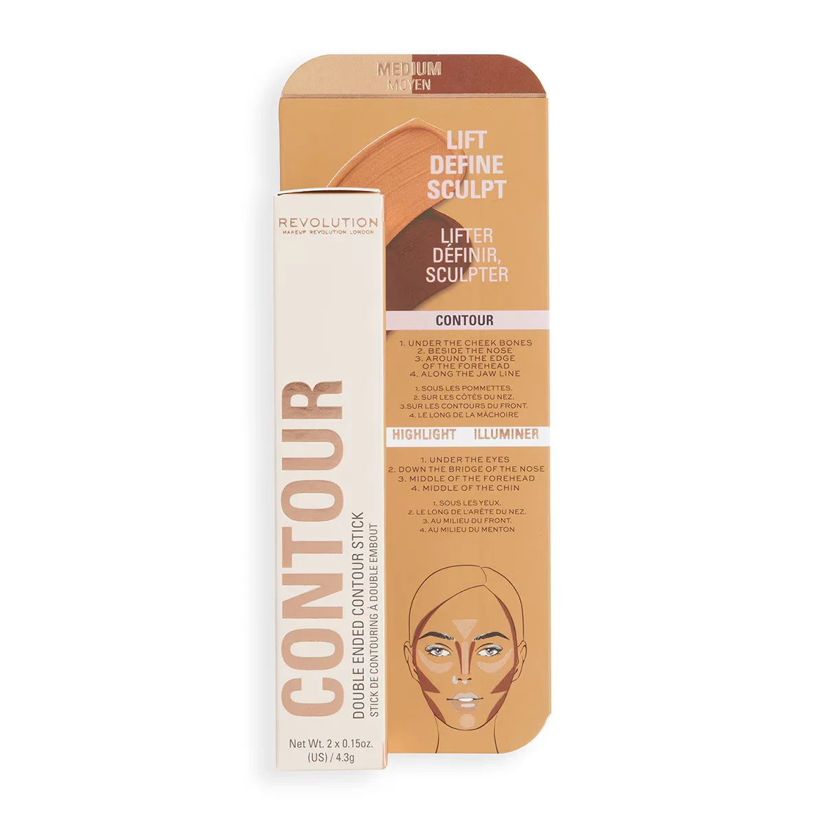 Revolution Fast Base Contour Stick für mittleren Hautton
