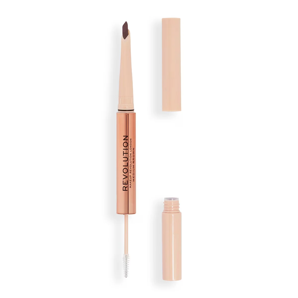 Дуэт для бровей Revolution Fluffy Brow: карандаш и гель для бровей средне-коричневый