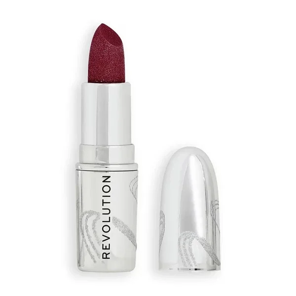 Revolution Metallic Muse Glitter Lipstick Iced Berry