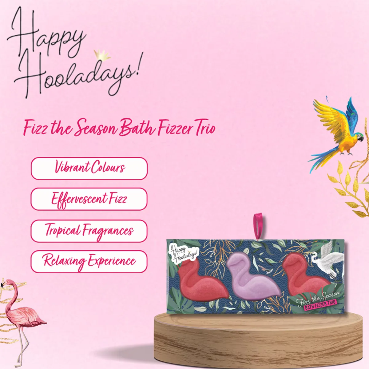 Dirty Works Ho Ho Flamingo 3-Pack Bath Ball 240 g