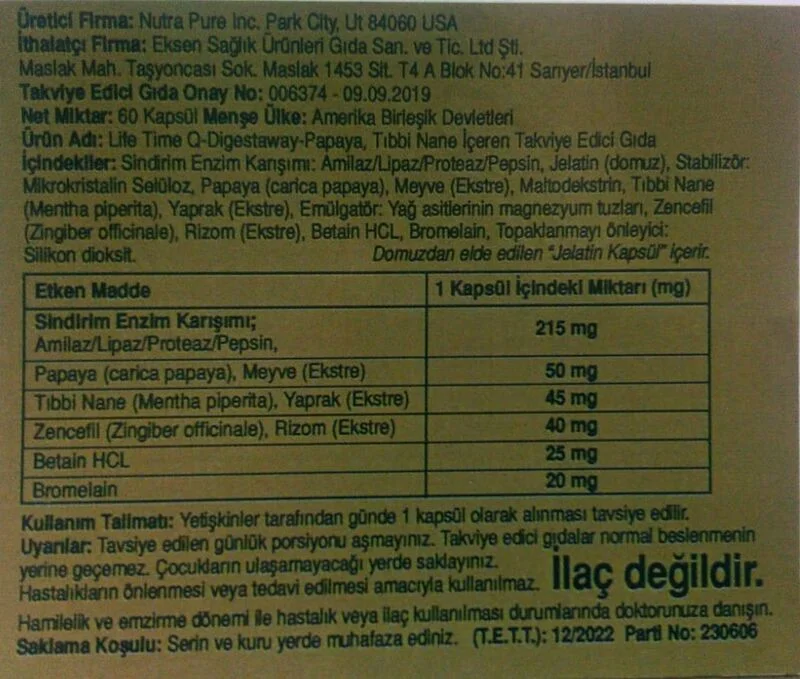 Lifetime Q-Digestaway 60 Capsules - Digestive Health Support