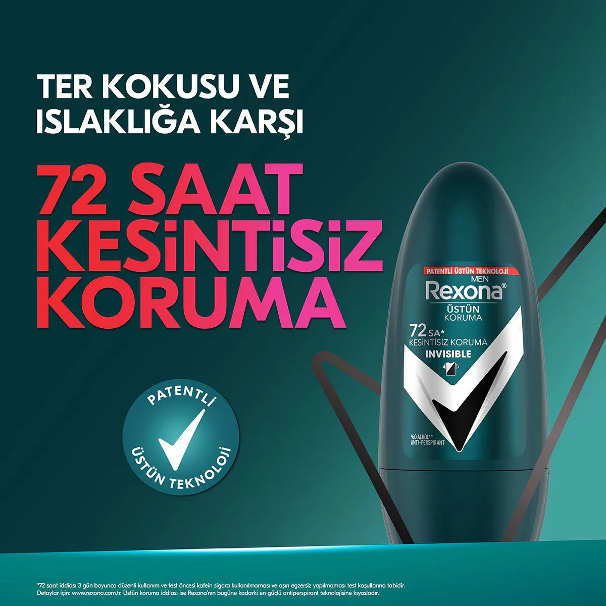 Rexona Superior Protection Men's Roll On Deodorant Invisible 72 Hours Continuous Protection 50 ml