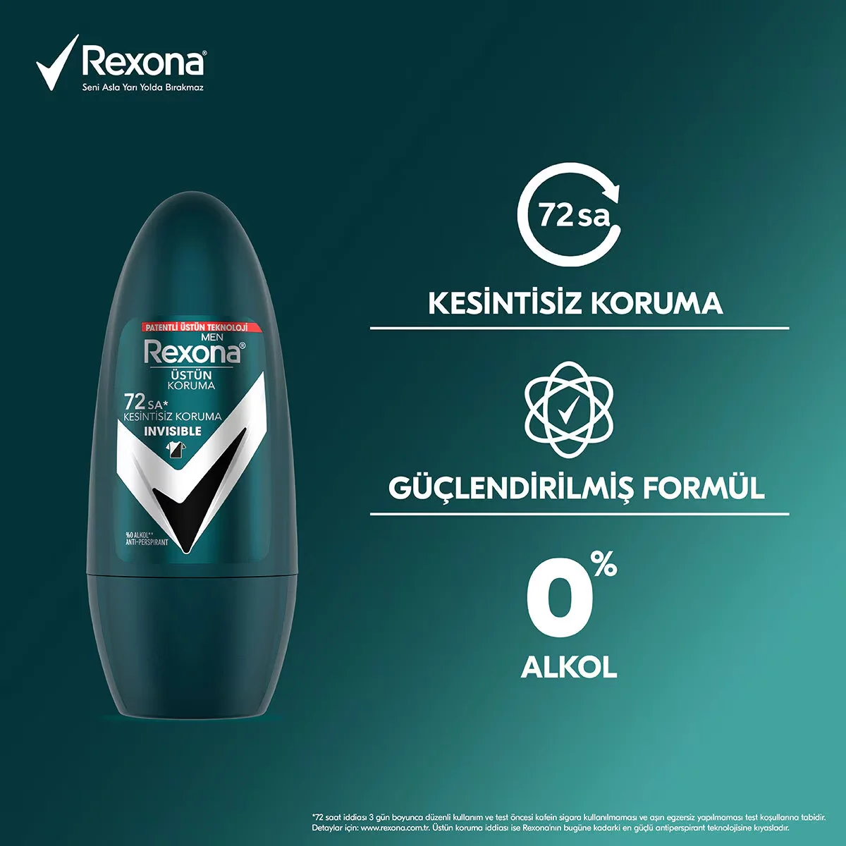Rexona Superior Protection Men's Roll On Deodorant Invisible 72 Hours Continuous Protection 50 ml