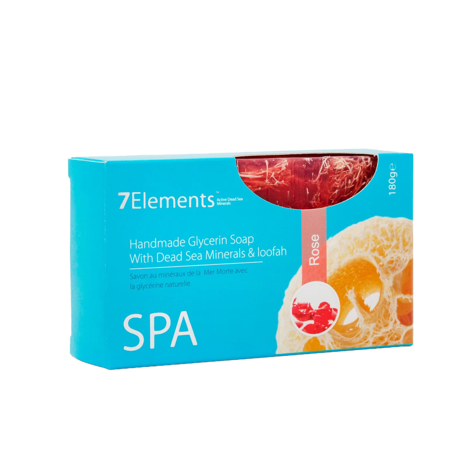 Natural Glycerin Soap with Rose, Loofah, and Dead Sea Salts - 7 Elements 180g