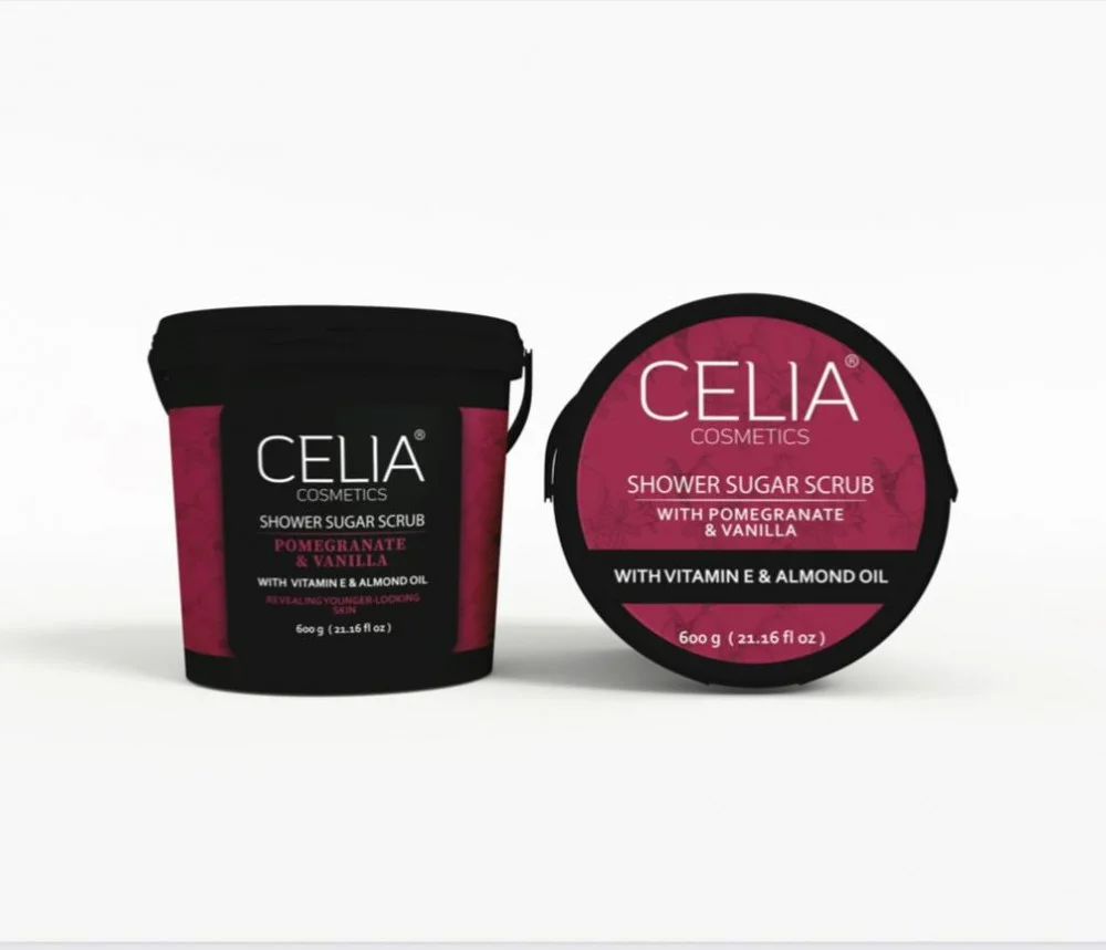 Celia Foaming Sugar Scrub for Face and Body with Pomegranate and Vanilla 600g