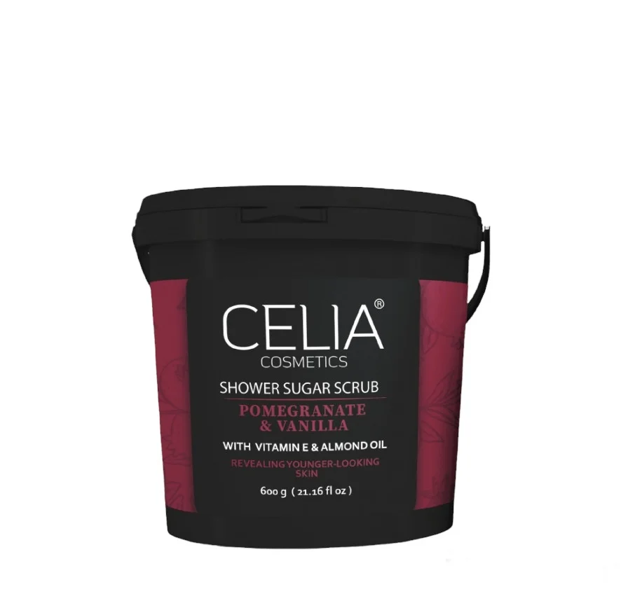 Celia Foaming Sugar Scrub for Face and Body with Pomegranate and Vanilla 600g