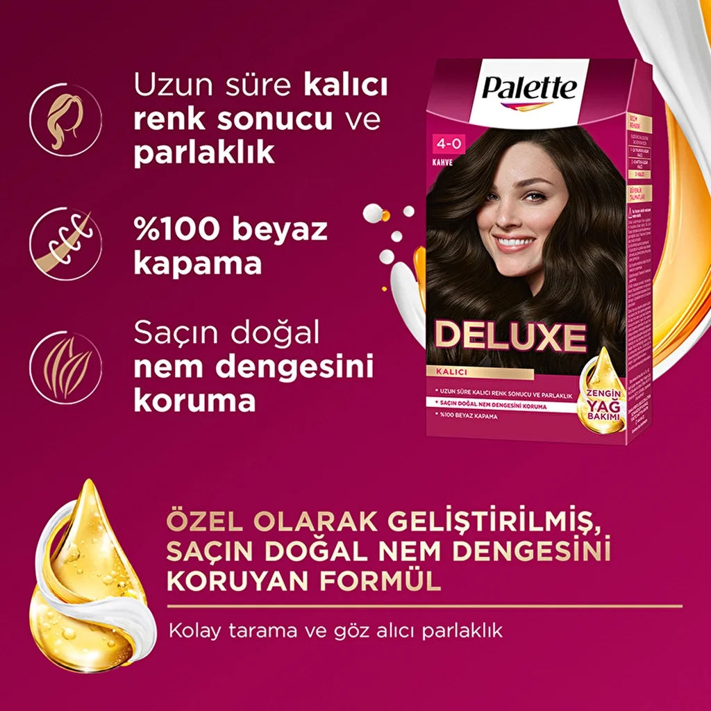 Palette Deluxe 4-0 Braun Haarfarbe mit Glanz- und Pflegeölen