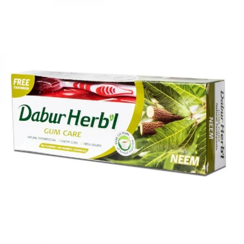 Natural Neem Toothpaste for Oral Protection with Dabur Herbal Toothbrush 150 grams