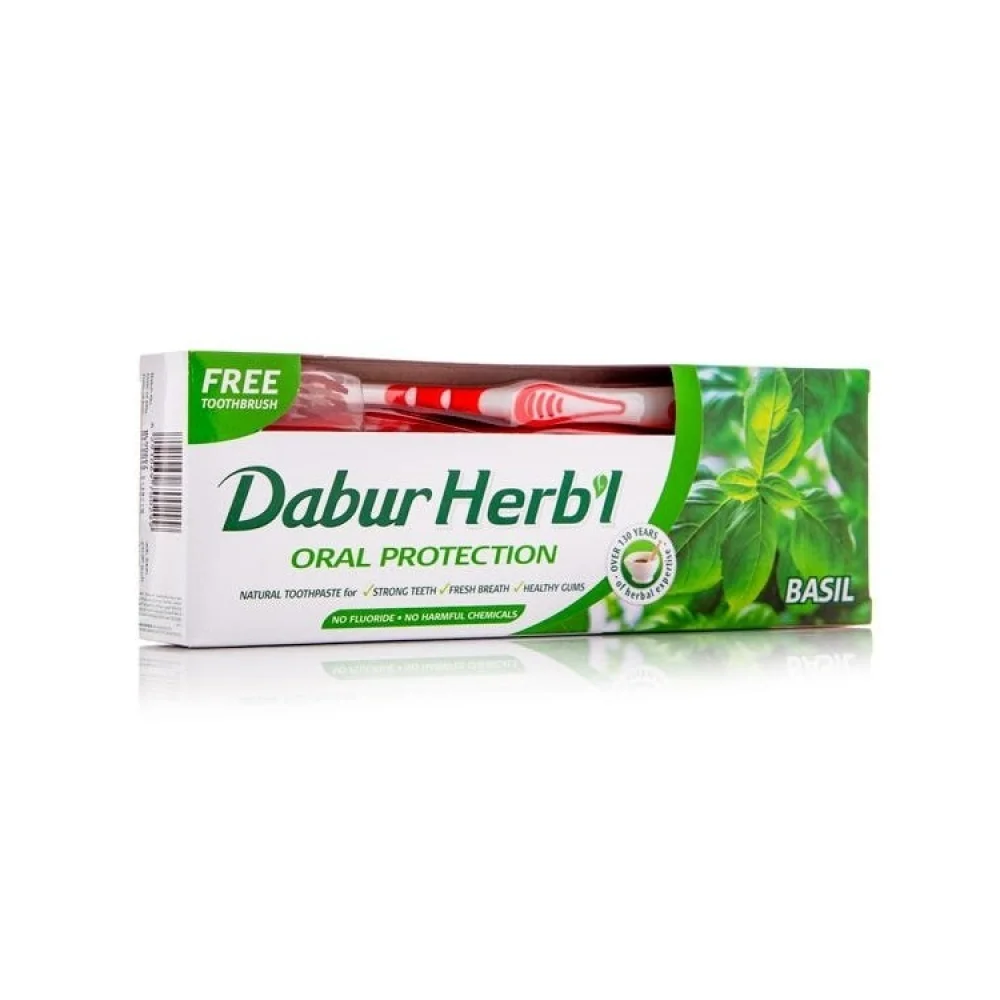 Natural Basil Toothpaste for Oral Protection - Dabur Herbs 150g