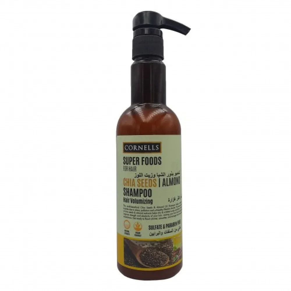 Chia Seed and Almond Oil Shampoo for Thicker Hair by Corners Superfoods 500ml