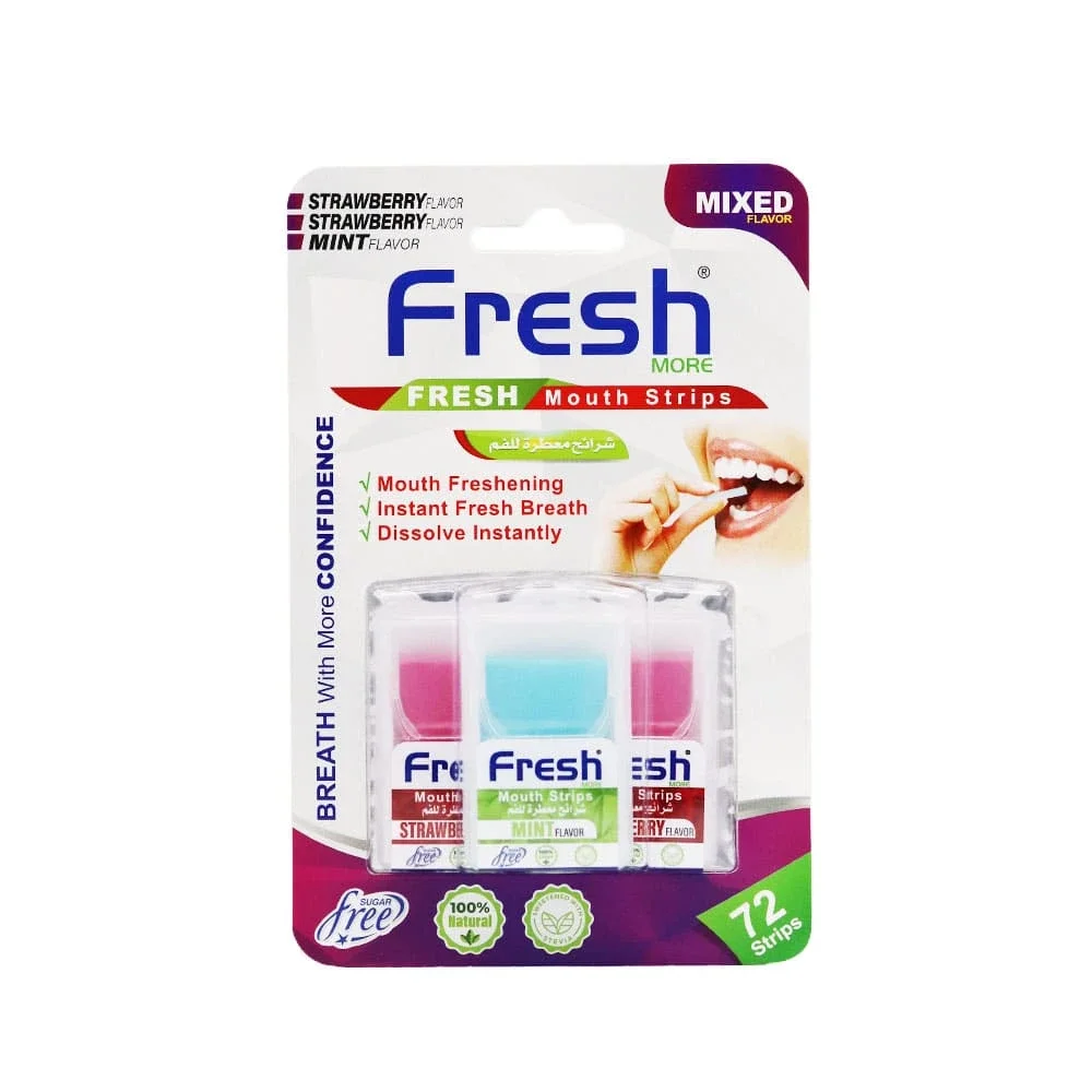 Fresh Strawberry and Mint Flavored Mouth Strips - 72 Strips