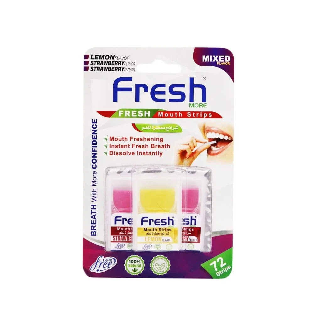Fresh Mouth Strips Mor Strawberry and Lemon Flavor, 72 Strips