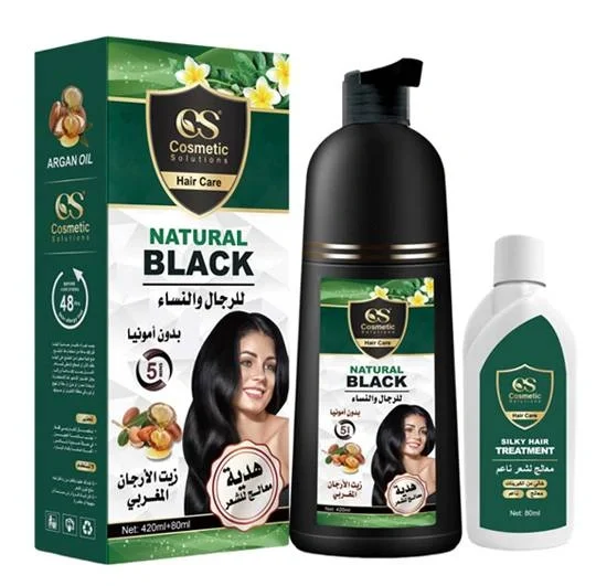 Black Hair Dye Shampoo with Argan Oil, Free Treatment - from Cosmetic Solution 420 ml