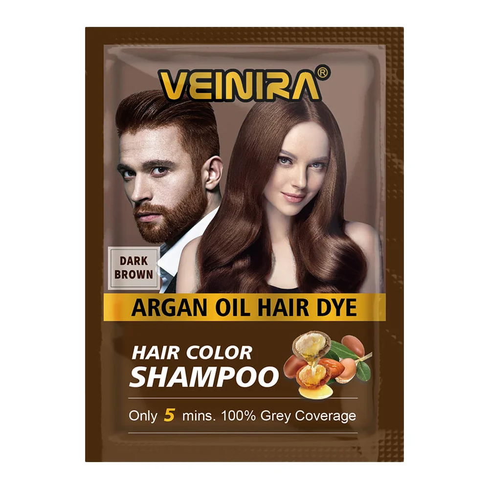 VEINIRA شامبو صبغة الشعر بني غامق طبيعي بدون أمونيا بزيت الأرجان والصبار  3 في 1 من فينيرا ( 25X10 مل )