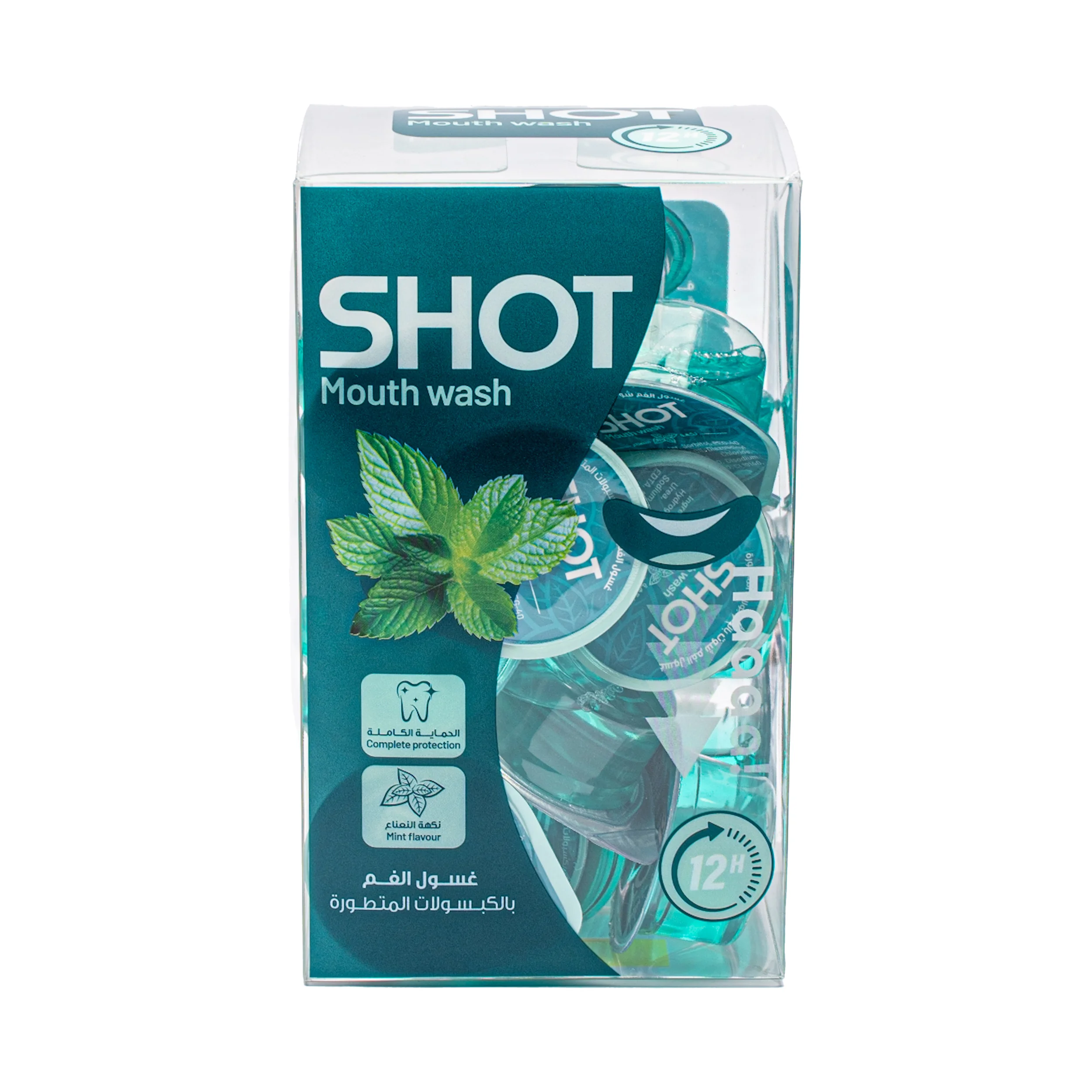 Mouth Shot غسول فم بنكهة النعناع 15 مل 20 قطعة من شوت