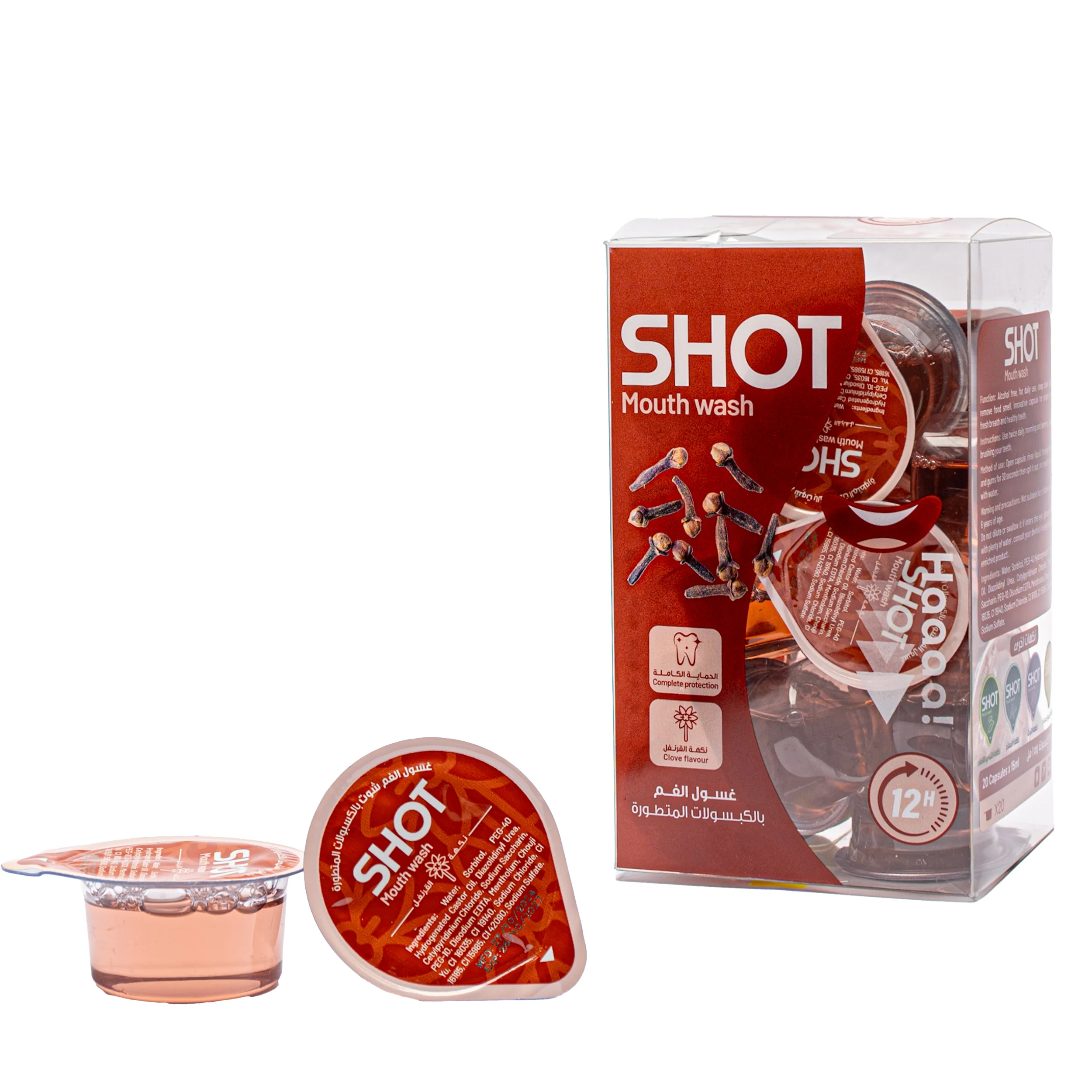 Shot Mouth Wash Clove Flavor 20 pcs 15 ml