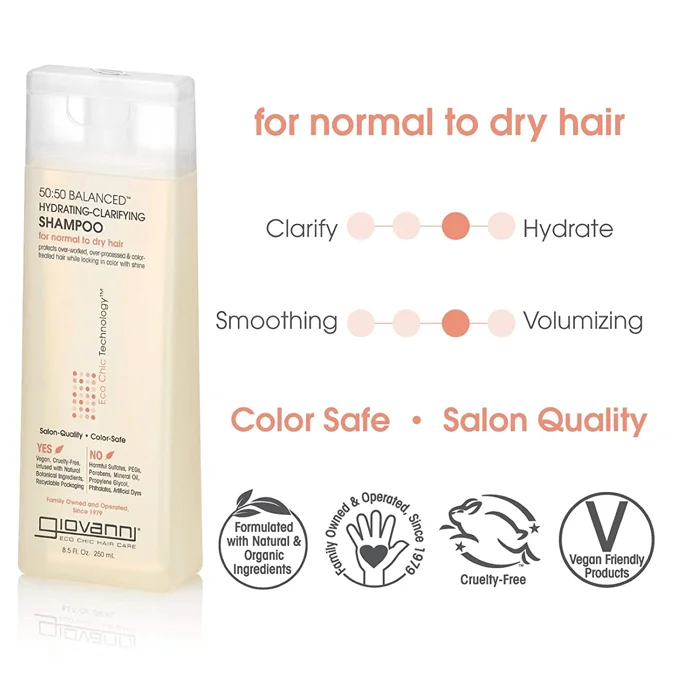 Giovanni 50:50 Moisturizing and Clarifying Shampoo - 250 ml