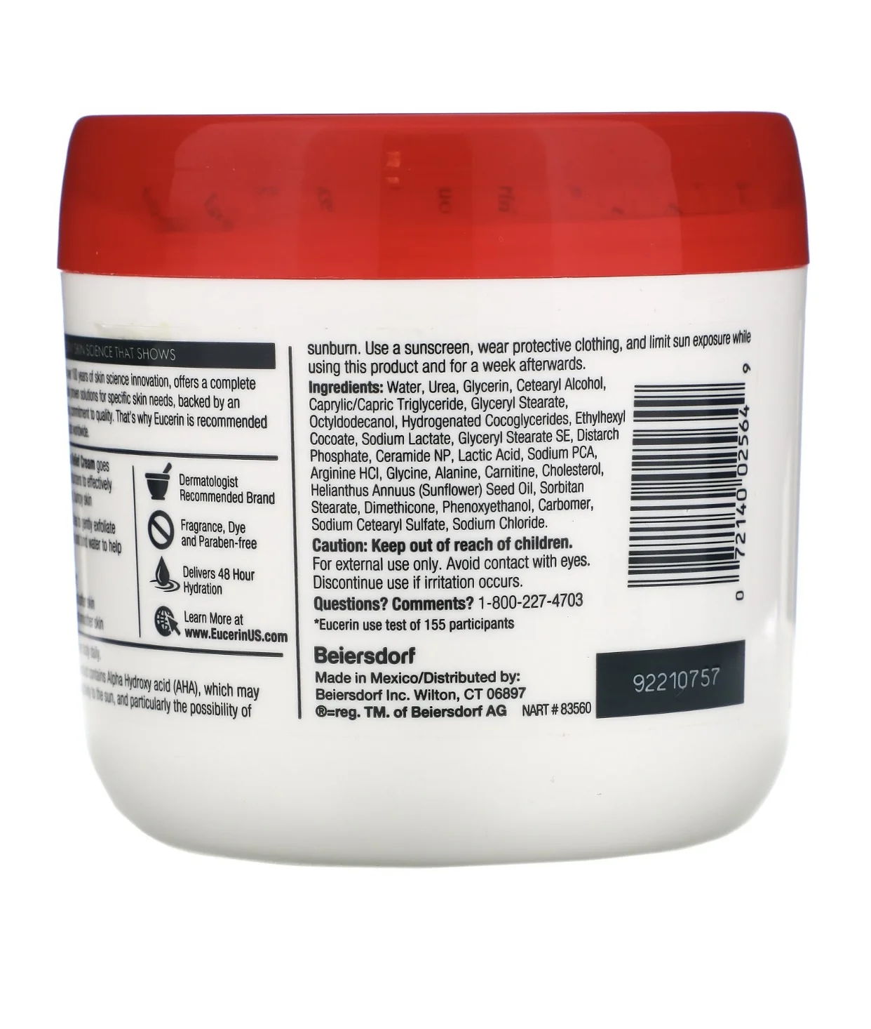 Eucerin Roughness Relief Cream, Fragrance-Free, 454 g