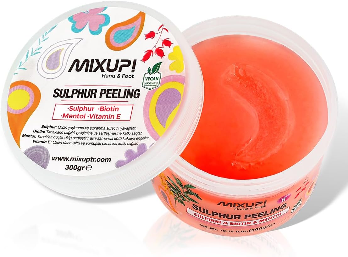 Mixup ميكس أب لتقشير اليدين والقدمين بالكبريت مع البيوتين والمنتول 300 غرام