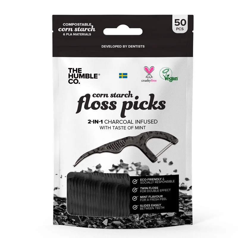 The Humble Co Charcoal Effect And Mint Flavor Dental Floss 50 pcs