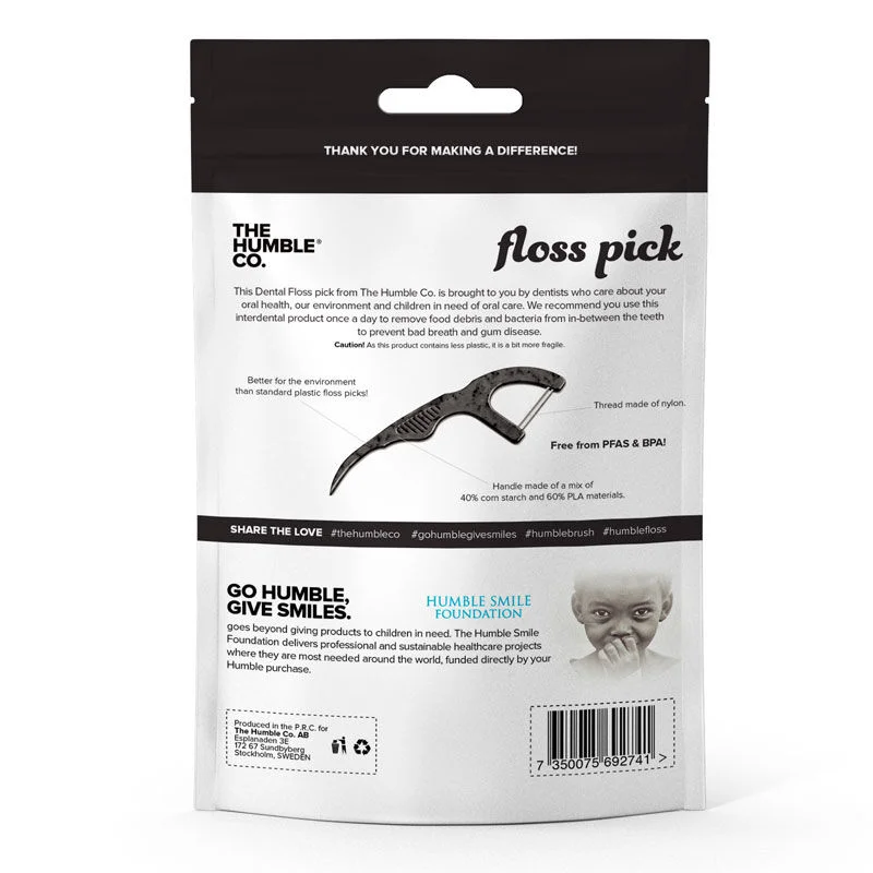 The Humble Co Charcoal Effect And Mint Flavor Dental Floss 50 pcs