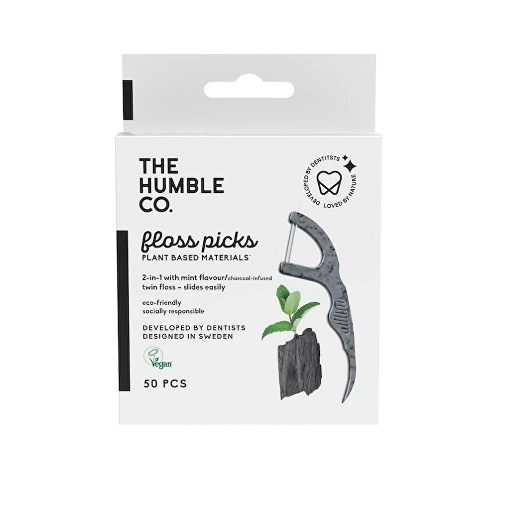 The Humble Co Charcoal Effect And Mint Flavor Dental Floss 50 pcs