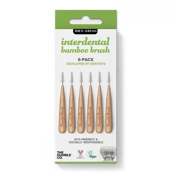 The Humble Co Interdental Bamboo Brushes 6-Pack, 0.80 mm