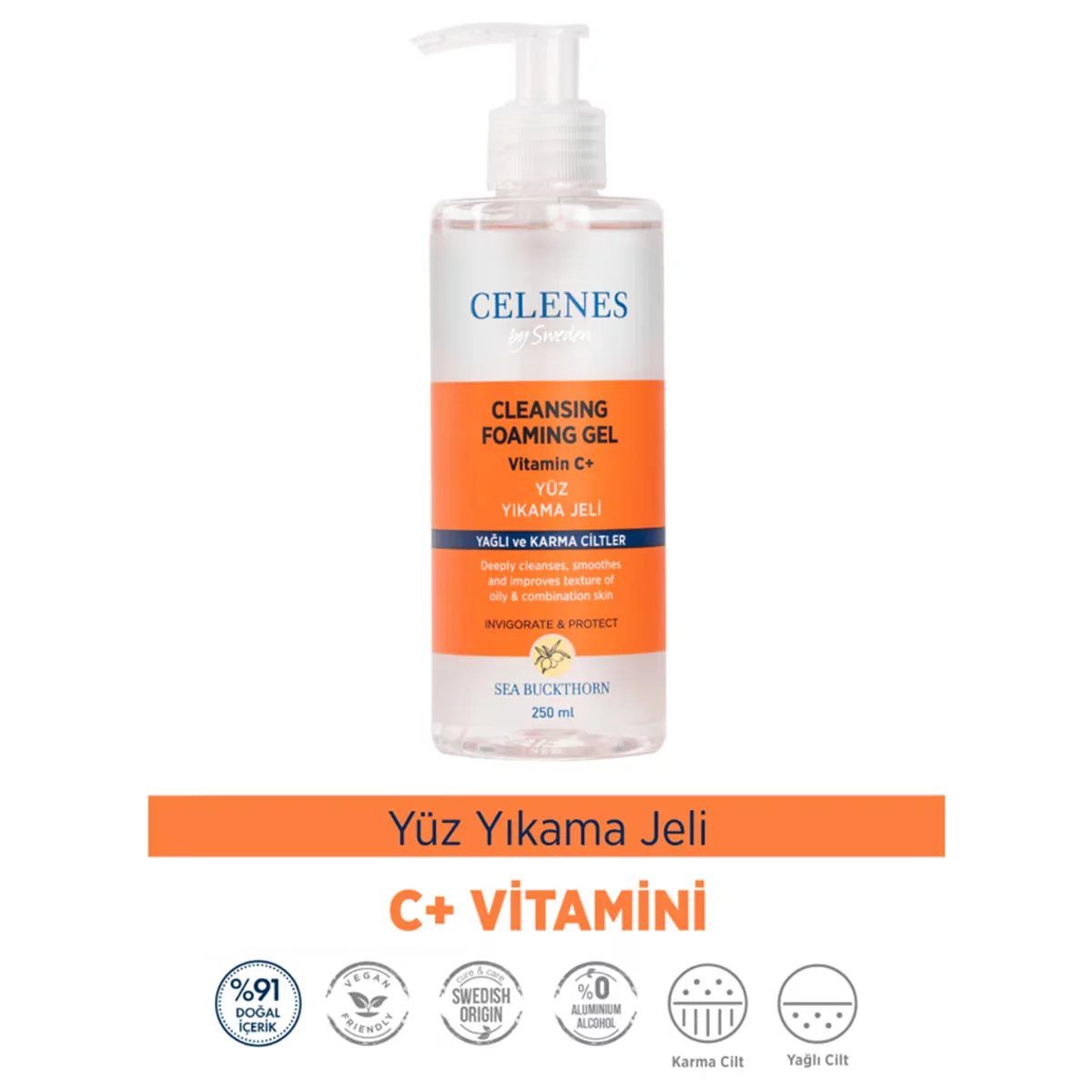 Celenes Sanddorn Schäumendes Gesichtswaschgel 250 ml